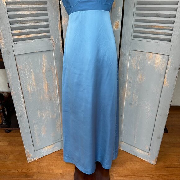 Free People Gia Bustier Slip Maxi Dress Coastal Blue Sz 4 - Picture 5 of 16